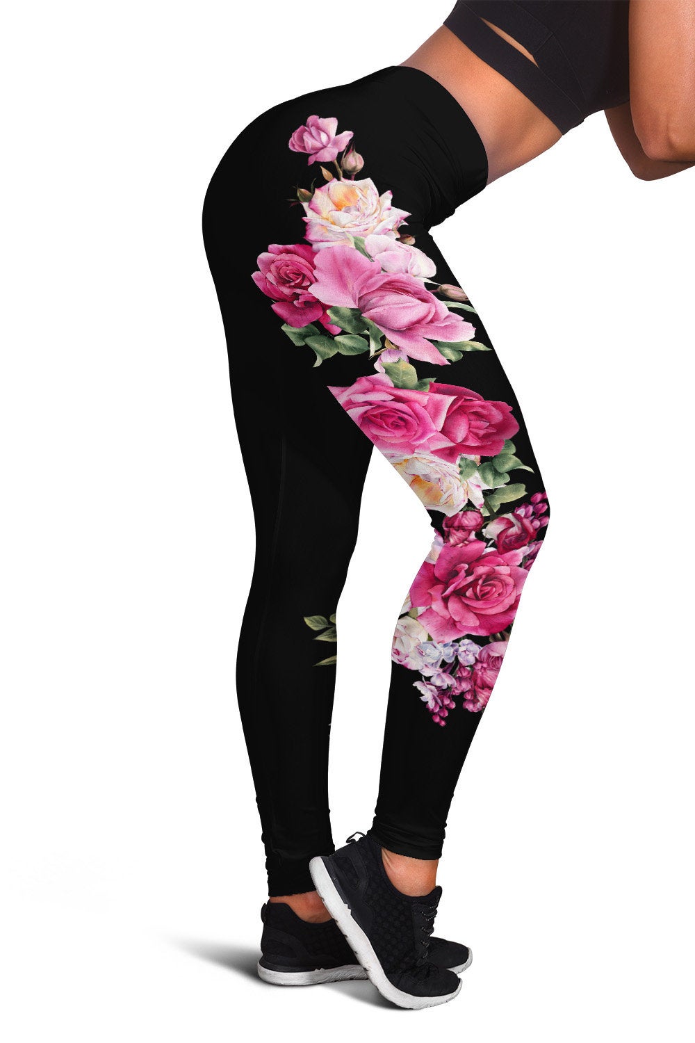 Floral Rose Leggings Flower Leggings Womens Girls Modern Floral Pants