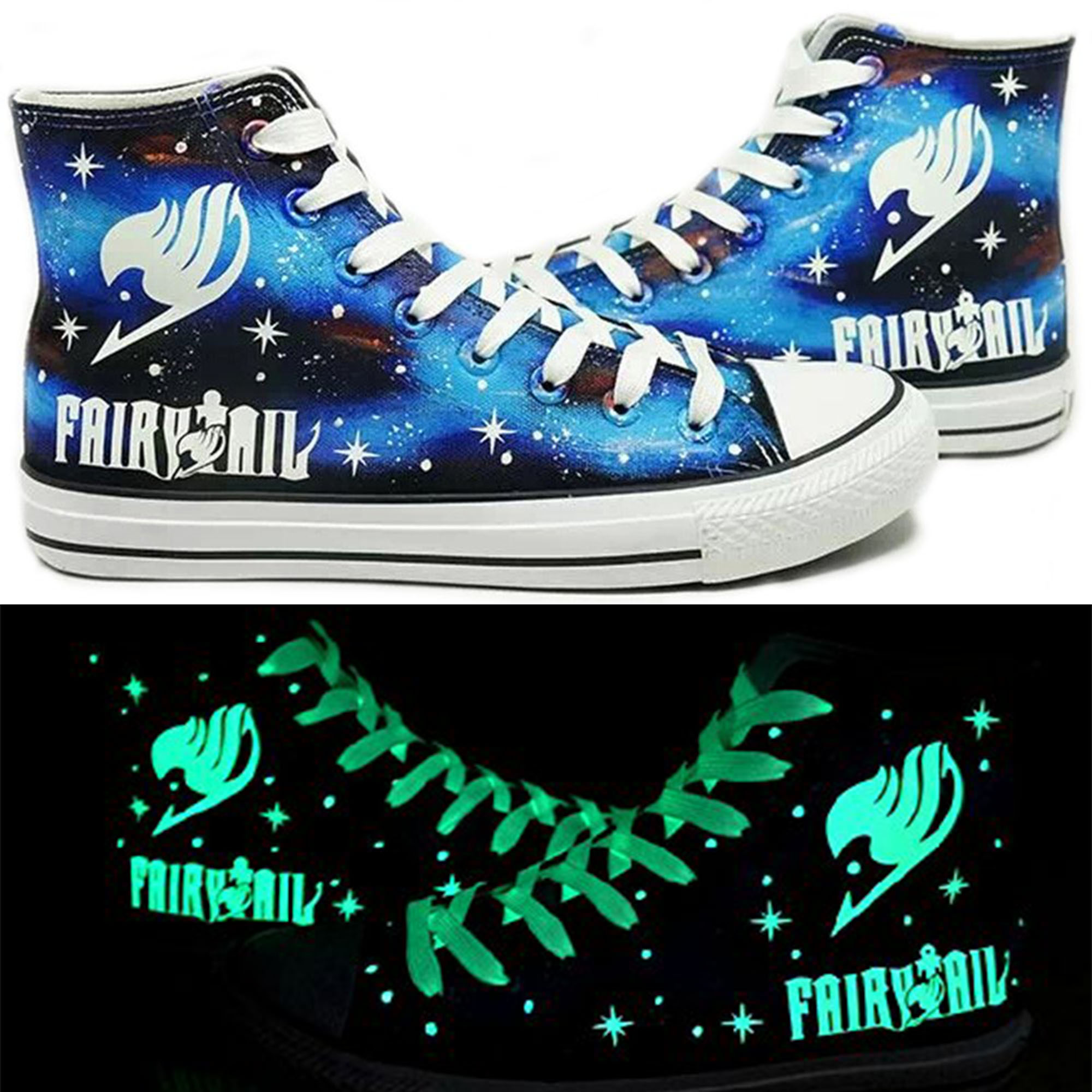 Fairy Tail Anime Logo Cosplay Shoes Canvas Shoes Hand Painted Shoes Sneakers Luminous S Ft01 Hapava