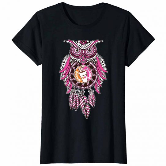 Owl Dunkin Ladies T-Shirt Black