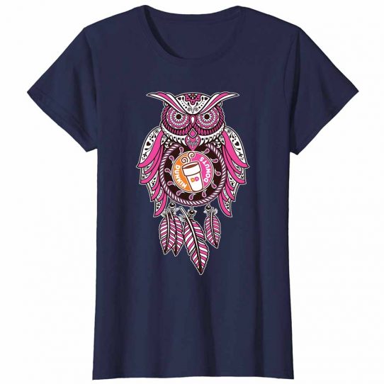 Owl Dunkin Ladies T-Shirt Navy