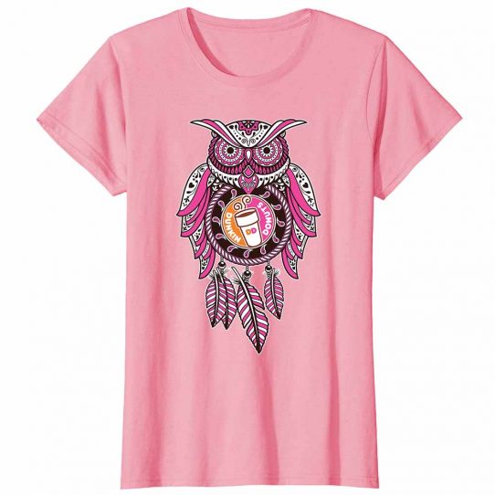 Owl Dunkin Ladies T-Shirt Pink