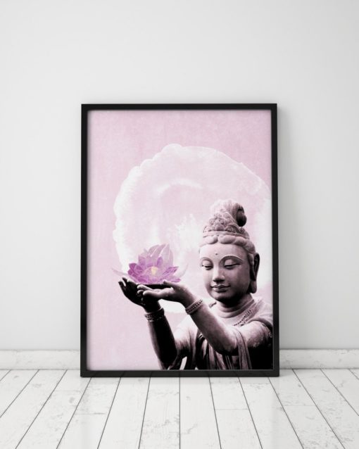 Giclee Art Print Buddha Statue Giclee Print Art Prints Buddha Wall Art Buddhist Buddahism Pink Wall Art Pink Wall Decor Large Prints Posters