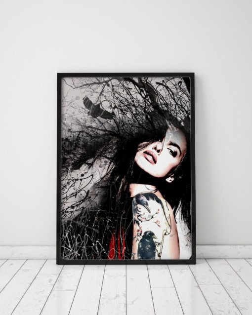 Comic Poster Sexy Poster Black Raven Art Print Pastel Goth Decor Comic Print Sexy Gothic Wall Decor Cool Posters Witchy Decor Sexy Wall Art