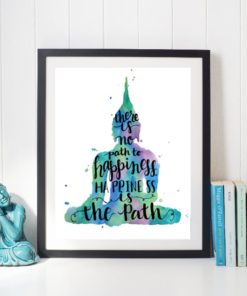 Buddha Painting Inspirational Quote Wall Art Watercolor Quote Prints - Inspiring Wall Art Happy Quotes Buddha Art Meditation Art Mindfulness