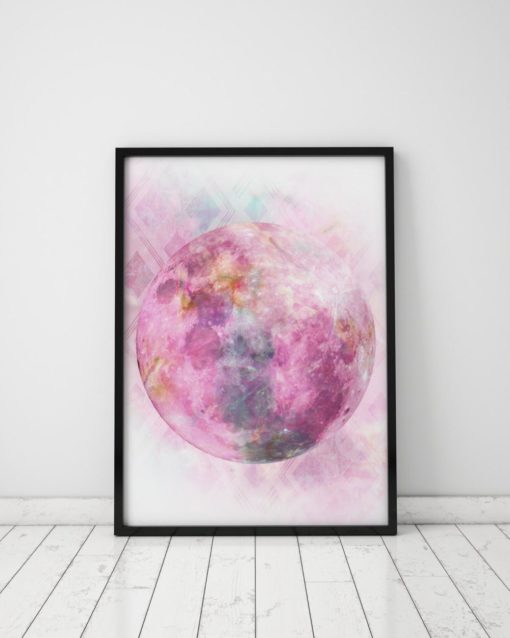 Full Moon Print Pink Wall Art Moon Print Big Poster Large Prints Pink Print Big Prints Pink Art Pink Moon Pink Nursery Spiritual