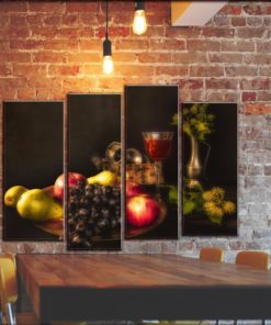 BIG SET 5/4/1 Panels Kitchen Wall Canvas Art Red Wine Grape Winery Canvas Art Bottle Wine Glass Fruits Still Lifes Wall Decor Picture Print