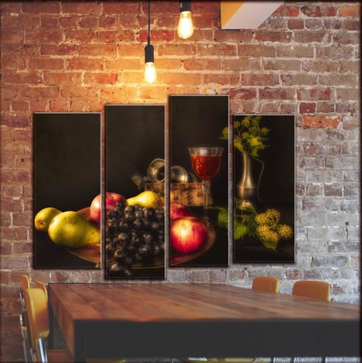 BIG SET 5/4/1 Panels Kitchen Wall Canvas Art Red Wine Grape Winery Canvas Art Bottle Wine Glass Fruits Still Lifes Wall Decor Picture Print