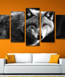 Wolf Wall Art, Wolf Canvas Art, Wolf 5 Piece Large  Canvas Print, Wolf Wall Decor, Wolf Wall Painting Framed