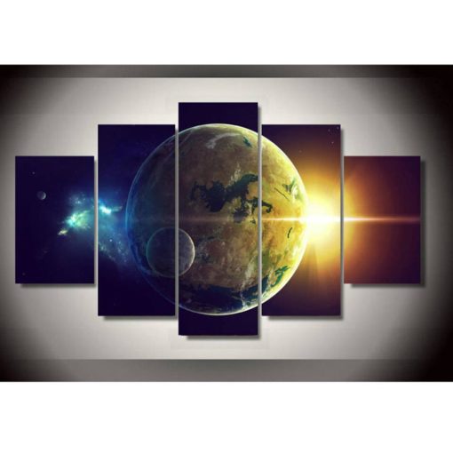 Space Canvas Art, Space Wall Art, Space Planets 5 Piece Canvas Print, Space Wall Decor, Space Wall Poster, Planets Space Canvas Framed