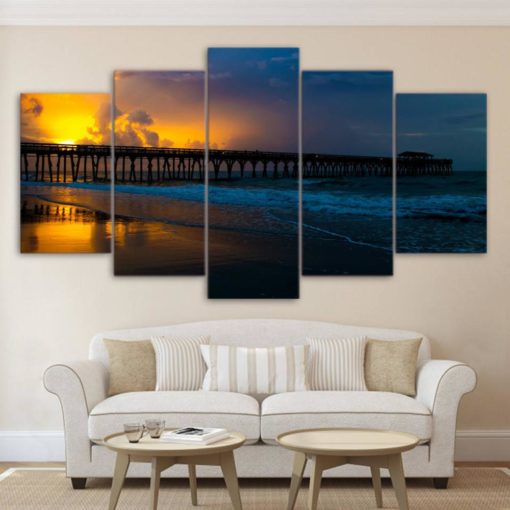 California Beach Sunrise Canvas Art, Sunrise Wall Art, Beach 5 Piece Canvas Print, Ocean View Wall Decor, 5 piece canvas art, 4 split canvas