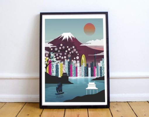 Tokyo Poster | Japan Poster | Tokyo Art | Mount Fuji | Cityscape Wall Art