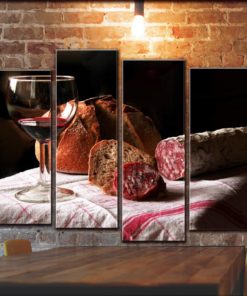 BIG Kitchen Wine Barrel Glass Wall Art Picture Decor Painting On Canvas Panels / Gift For A Chef / Bread Meat Bakery Print Poster 44