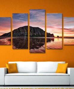 Sunset Water Canvas Art, Sunset Water Wall Art, Sunset Water 5 Piece Canvas Print, Sunset Water Wall Decor , Sunset Canvas Framed