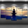 Yoga Canvas Art,  Yoga Wall Art,  Yoga by the Pool 5 Piece Canvas,  Yoga Wall Decor, Yoga Framed Canvas