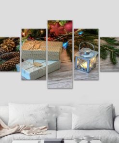 Christmas Wall Art, Christmas Wall Decor, Christmas 5 Piece Canvas Art,, Christmas Canvas Print, Framed