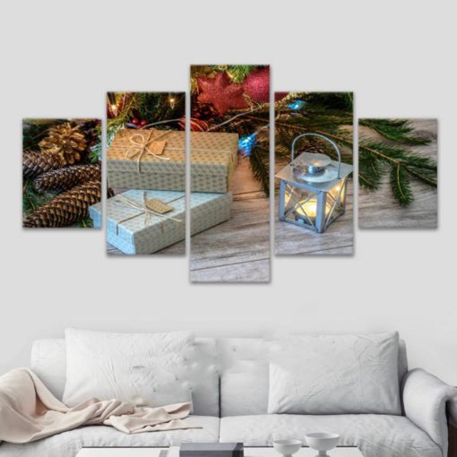 Christmas Wall Art, Christmas Wall Decor, Christmas 5 Piece Canvas Art,, Christmas Canvas Print, Framed