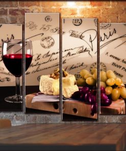 BIG SET Kitchen Wall Art With Wine Grape And Cheese Still Life Canvas Panels Wine Picture Painting For Kitchen Decoration Multi Panel Print