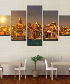 Turkey Wall Art, Turkey Canvas Art, Istanbul Wall Art, Istanbul Canvas Art, Istanbul Turkey 5 Piece Canvas Print, Framed