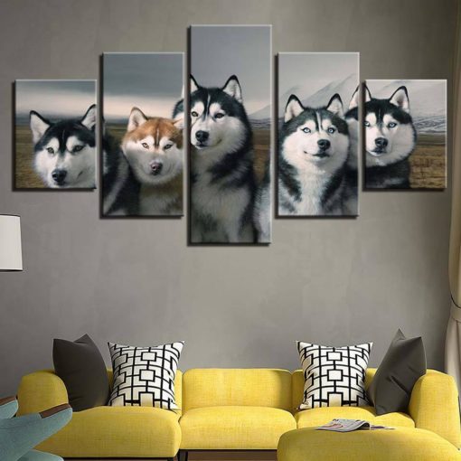 Wolf Canvas Art, Wolf Wall Art,Wolves 5 Piece Canvas Print, Wolf Wall Decor, Wolf Wall Canvas Art, Framed