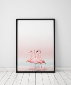 Flamingo Print Coastal Decor Flamingo Decor Coastal Wall Art Flamingo Gift Coastal art Pink And Blue Wall Art Prints Coastal Wall Decor