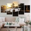 White Lamborghini Wall Art, Lamborghini Wall Decor, Lamborghini Canvas Art, Lamborghini By the Sunset 5 Piece Canvas Print, Car Framed Art