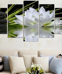 Water Lily Canvas Art, Water Lily Wall Art, stone theraphy Canvas art, Relaxation Wall Decor, Relaxation Wall Art, Framed Floral Canvas Art