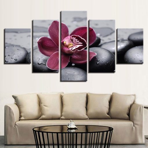 Flower Wall Art, Flower Canvas Art, Flower Wall Decor, Orchid Flower 5 Piece Canvas Print, Flower Wall Poster, Flower Canvas Framed