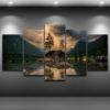 Lake Wall Art, Lake Wall Decor, Lake Canvas Art, Lake Thunder Storm 5 Piece Canvas Print, Lake Wall Painting Framed