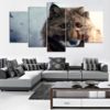 Wolf Painting, Wolf Wall Art, Wolf Canvas Art, Brown Wolf Multi Panel Canvas Print Framed, Animal Lover Gift, Multi Panels Print, Framed