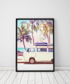 Volkswagen Bus Print Hippy Decor Beach Decor Coastal Wall Art Hippy Van Volkswagen Bus Art Beach print Coastal Decor Summer Vibes Summer Art