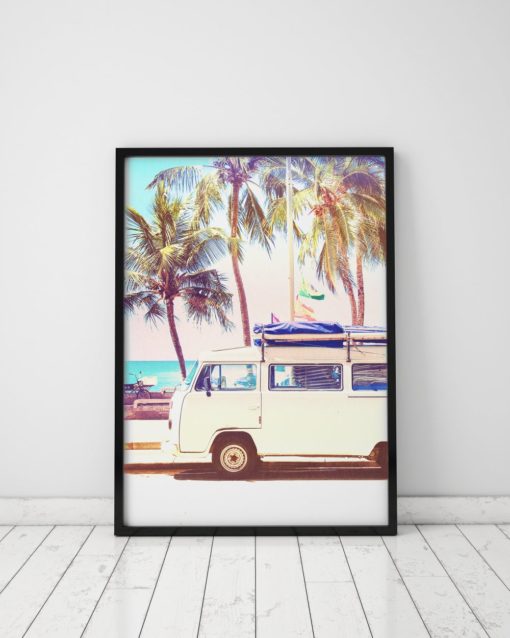 Volkswagen Bus Print Hippy Decor Beach Decor Coastal Wall Art Hippy Van Volkswagen Bus Art Beach print Coastal Decor Summer Vibes Summer Art
