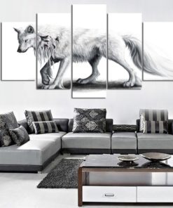 Wolf Wall Art, Wolf Canvas Art, White Wolf 5 piece canvas print, Wolf Wall Decor, Animal Canvas, Wolf Art, Wolf Wall Painting Framed
