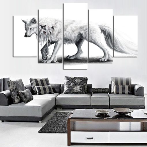 Wolf Wall Art, Wolf Canvas Art, White Wolf 5 piece canvas print, Wolf Wall Decor, Animal Canvas, Wolf Art, Wolf Wall Painting Framed