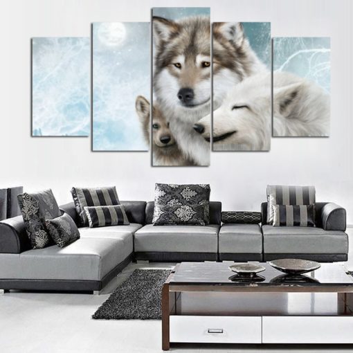 Wolf Wall Art, Wolf Canvas Art, Wolf Pack 5 piece canvas print, Wolf Wall Decor, Animal Wall Art, Wolf Wall Painting Framed, Animal Decor