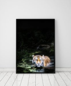 Tiger Wall Art Tiger Print Tropical Decor Dark Green Wall Art Jungle Wall Decor Tiger Art Print Tropical Print Black Wall Art Tiger Poster