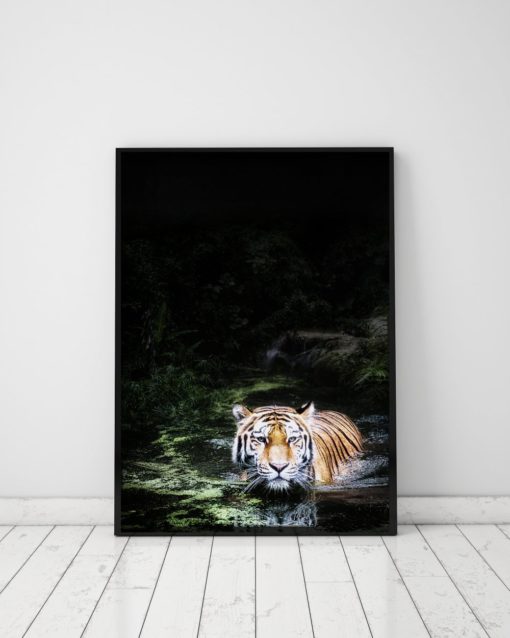 Tiger Wall Art Tiger Print Tropical Decor Dark Green Wall Art Jungle Wall Decor Tiger Art Print Tropical Print Black Wall Art Tiger Poster