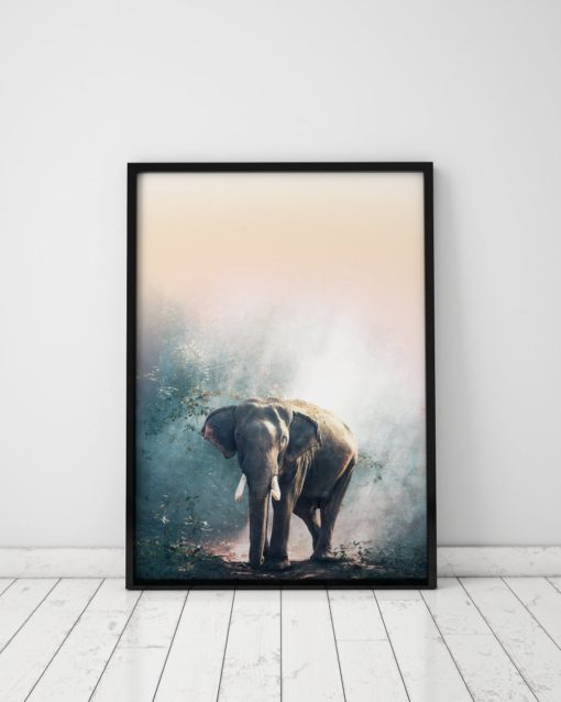 Elephant Print Elephant Gifts Elephant Nursery Decor Green Wall Art Prints Home Decor Elephant Wall Art Teal Wall Art Elephant Wall Decor
