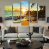 Beach Wall Art, Beach Canvas Art, Beach Wall Decor, Sunset in the Beach Piece Canvas Print, Beach Painting, Seaside Photo, Framed