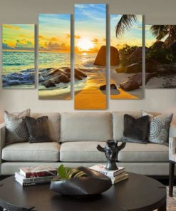 Beach Wall Art, Beach Canvas Art, Beach Wall Decor, Sunset in the Beach Piece Canvas Print, Beach Painting, Seaside Photo, Framed