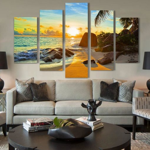 Beach Wall Art, Beach Canvas Art, Beach Wall Decor, Sunset in the Beach Piece Canvas Print, Beach Painting, Seaside Photo, Framed