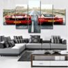 Ferrari Wall Art, Ferrari Canvas Art, Ferrari Wall Decoe, Ferrari Race 5 Piece Canvas Print. Race Car,Sport Car, Framed
