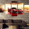 Ferrari Wall Art, Ferrari Canvas Art, Ferrari Wall Decor, Red Ferrari 5 Piece Canvas Print, Car Wall Art, Sport Car Wall Art, Framed