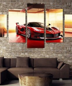 Ferrari Wall Art, Ferrari Canvas Art, Ferrari Wall Decor, Red Ferrari 5 Piece Canvas Print, Car Wall Art, Sport Car Wall Art, Framed