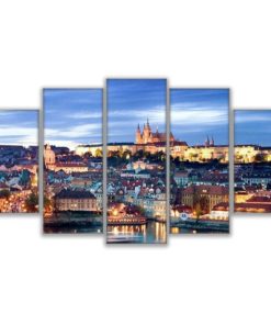 Prague Wall Art, Prague Wall Decor, Prague Canvas Art, Prague 5 Piece Canvas Print, Prague View Wall Painting, Prague Framed Wall Art