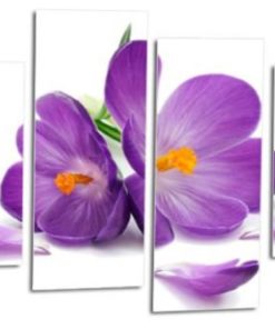 Floral Purple Orchid Flower Art Picture Print Home Flower Wall Canvas Split Multi 4 Panel