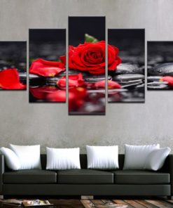 Roses Wall Art, Rose Wall Decor, Roses Canvas Art, Red Roses Painting, Roses 5 Piece Canvas Print, Roses Framed Canvas