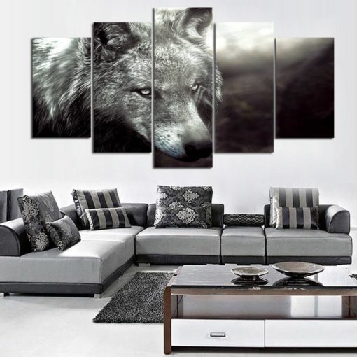 Wolf Wall Art, Wolf Canvas Art, Wolf 5 piece canvas print, Wolf Wall Decor, Wolf Painting Framed