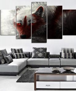 Wolf Wall Art, Wolf Canvas Art, Blood Wolf 5 piece canvas art, Wolf Wall Decor, Wolf Wall Painting Framed