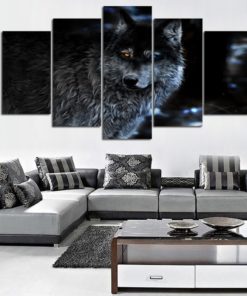 Wolf Wall Art, Wolf Canvas Art, Night Wolf 5 piece canvas, Wolf Wall Decor, Wolf Wall Painting Framed