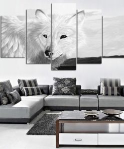 Wolf Wall Art, Wolf Canvas Art, White Wolf 5 piece canvas print, Wolf Wall Decor, Wolf Wall Painting Framed, Animal Wall Art, Animal Canvas